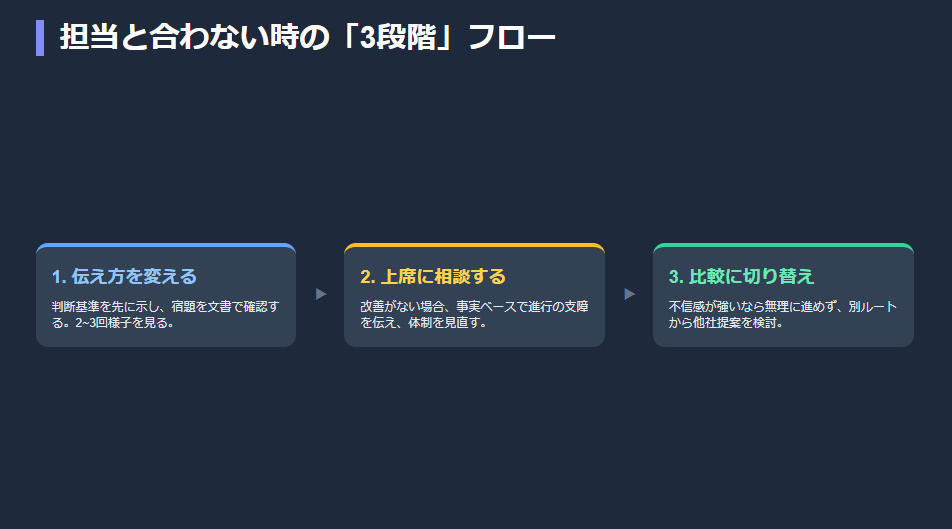 ハウスメーカーの担当が合わないと感じた時の伝え方から他社比較までの3ステップ