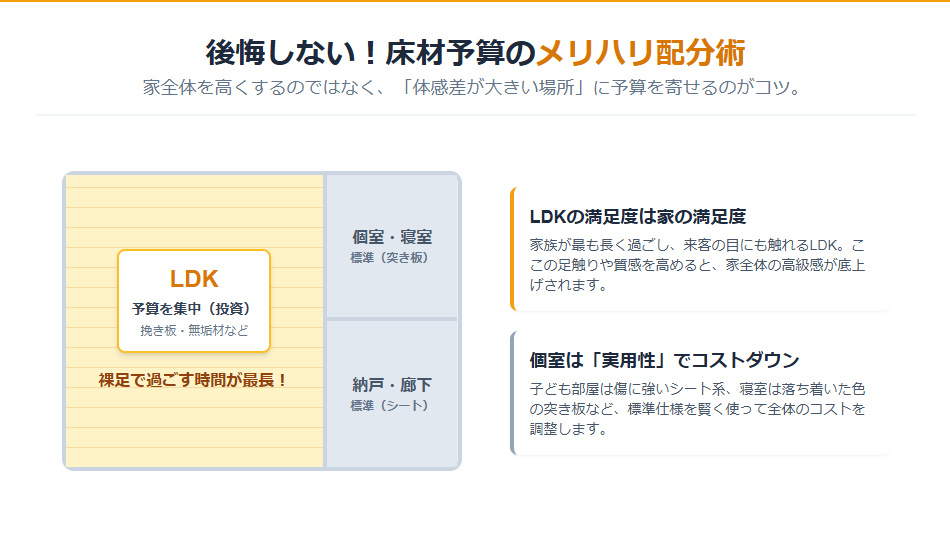 積水ハウスの床材費用を抑えつつ満足度を高める、LDKと個室のメリハリ予算配分のコツ