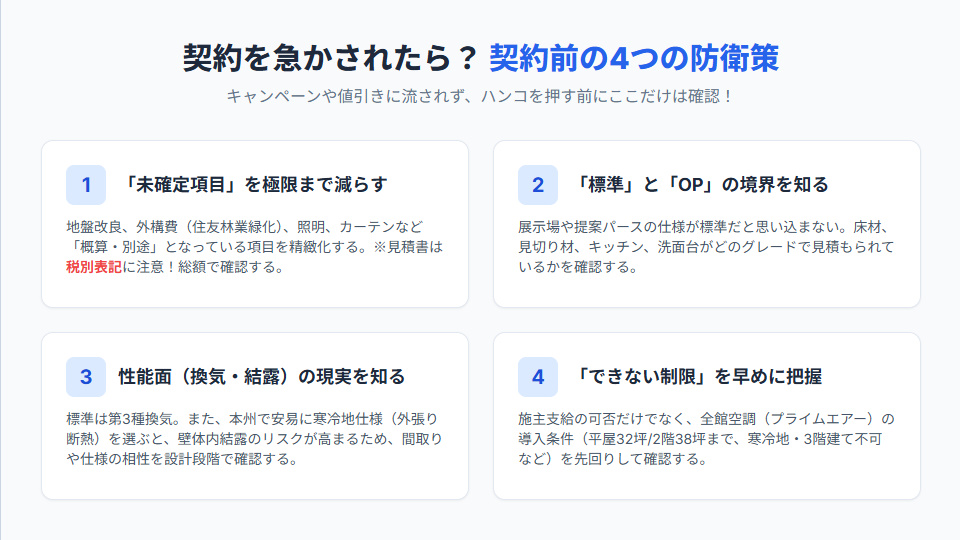 住友林業で契約前に必ず確認すべき4つの防衛策(未確定項目・境界・性能・制限)