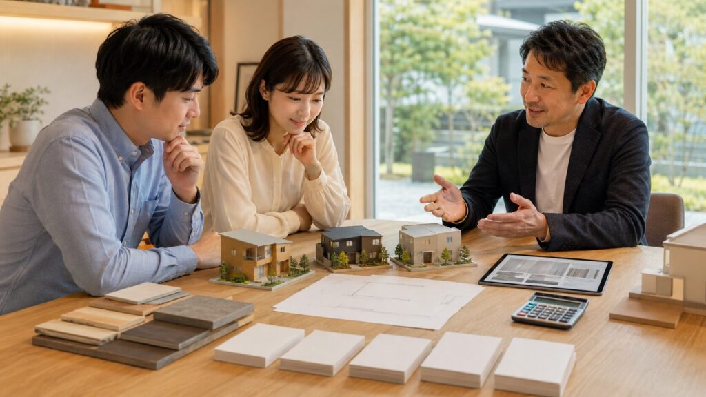 紹介制度利用後に担当者の提案力と住宅総額を比較する日本人夫婦