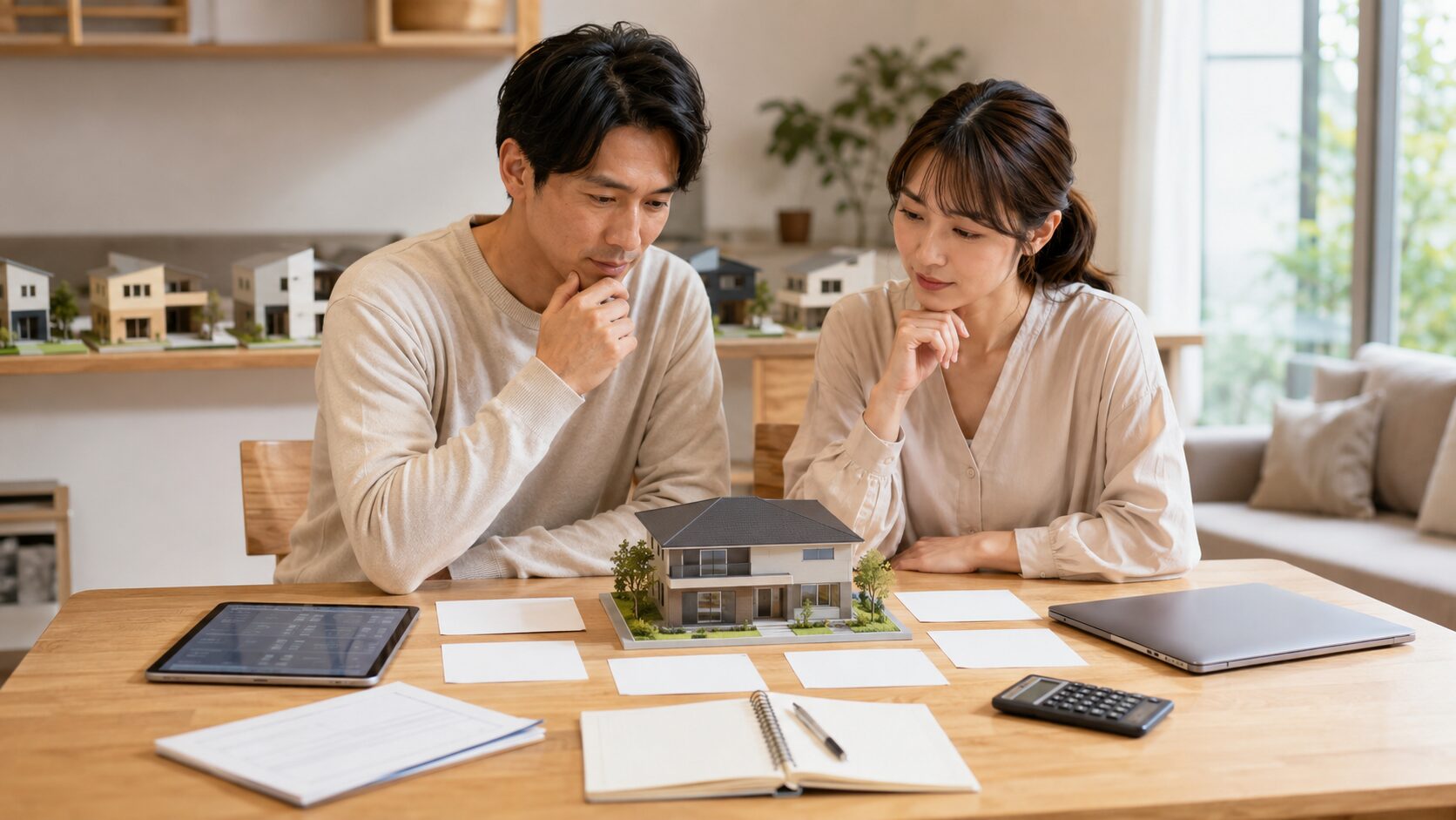 ハウスメーカー紹介制度の利用順序や担当者選びを話し合う日本人夫婦