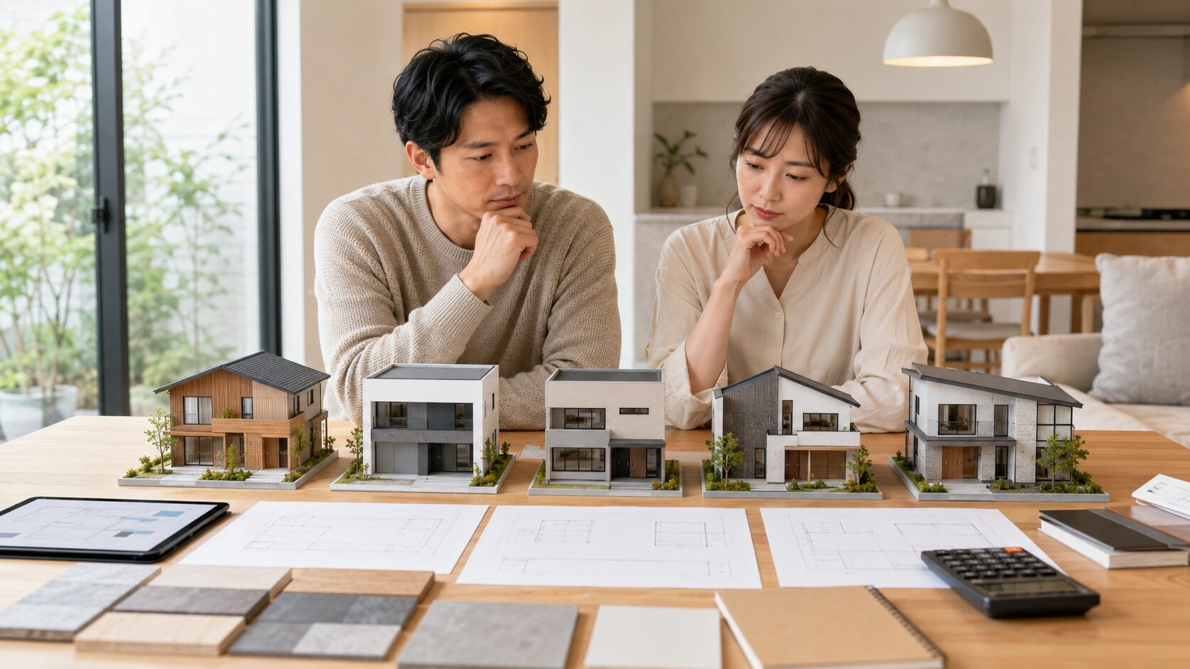 大手ハウスメーカーの特徴や価格、構造、保証を比較する日本人夫婦