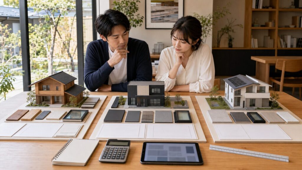 土地代と建築費や諸費用を分けて注文住宅の総予算を整理する様子