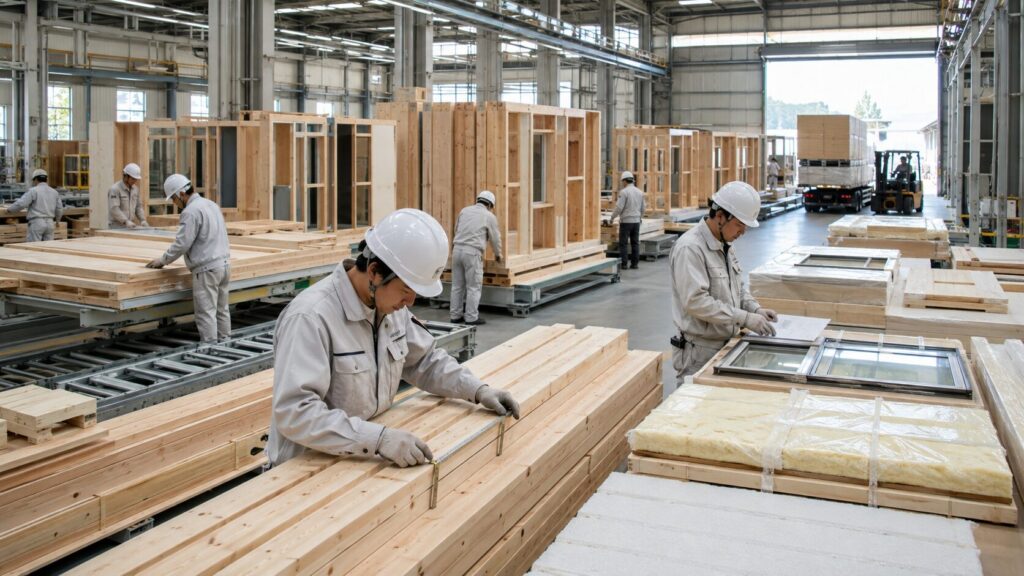 大量仕入れと部材の規格化で価格を抑えるローコスト住宅の生産工程